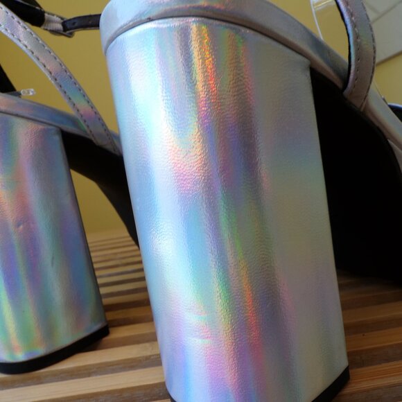 Wild Fable Women's Platforms Iridescent Silver Chunky Heels Womens Size 6 - Picture 7 of 14